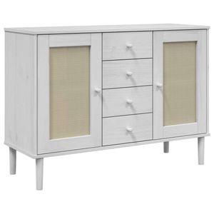 vidaXL Dressoir SENJA rattan-look 112x40x80 cm massief grenenhout wit