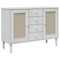 vidaXL Dressoir SENJA rattan-look 112x40x80 cm massief grenenhout wit