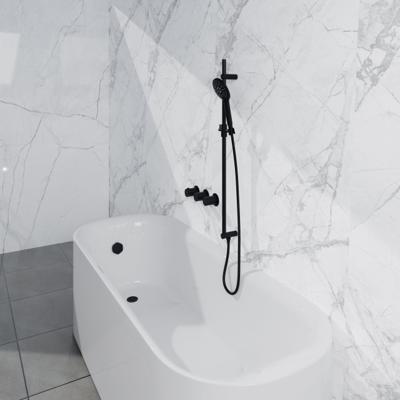 Fortifura Nebbio Badcombinatie-set - thermostaatkraan - inbouwdeel - glijstang - gladde doucheslang - ronde handdouche - badafvoer opbouw - geborsteld messing PVD (goud) SW1183067 SW1111531 SW728176 SW799449 SW1108811 SW