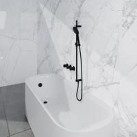 Fortifura Nebbio Badcombinatie-set - thermostaatkraan - inbouwdeel - glijstang - gladde doucheslang - ronde handdouche - badafvoer opbouw - geborsteld messing PVD (goud) SW1183067 SW1111531 SW728176 SW799449 SW1108811 SW