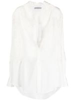 Ermanno Scervino chemise en soie à dentelle fleurie - Blanc