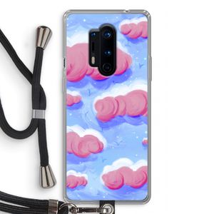 Roze wolken met vogels: OnePlus 8 Pro Transparant Hoesje met koord