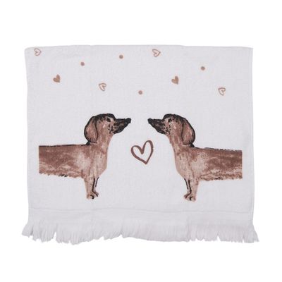 Gastendoekje Teckels beige bruin