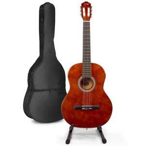 MAX SoloArt klassieke akoestische gitaar met gitaarstandaard - Bruin