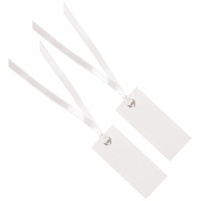 Santex Cadeaulabels met lintje - set 24x stuks - wit - 3 x 7 cm - naam tags