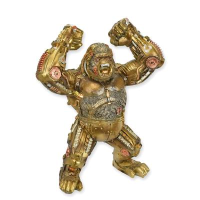 A RESIN STEAMPUNK FIGURINE OF A GORILLA