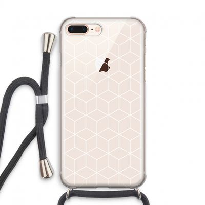 Zwart-witte kubussen: iPhone 8 Plus Transparant Hoesje met koord
