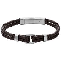 Fossil JF04203040 Armband Vintage staal-leder zwart-zilverkleurig