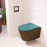 Wandcloset Mondiaz Lavie | Zonder spoelrand | Incl.Toiletzitting-Smag | Keramiek | Rust (bruin)