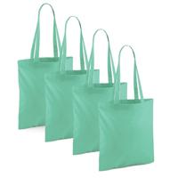 Draagtasje met hengsels - 4x - mintgroen - 42 x 38 cm - katoen - 10 liter - boodschappen - gymtas - thumbnail