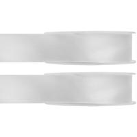 Hobby/decoratie sierlint - 2x - satijn - wit - 1,5 cm/15 mm x 25 meter - cadeaulint