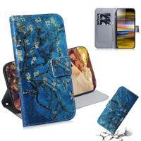 Abrikoos bloem patroon gekleurde tekening horizontale Flip lederen case voor Sony Xperia 10 plus met houder & kaartsleuven & portemonnee