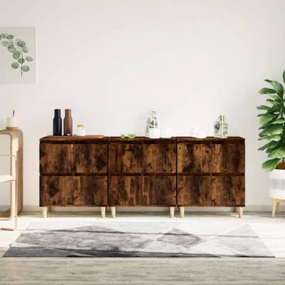 Dressoirs 3 st 60x35x70 cm bewerkt hout gerookt eikenkleurig