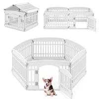 Opvouwbaar Puppyren met 6 Panelen & Afsluitbare Deur Puppyuitloop Hondenren