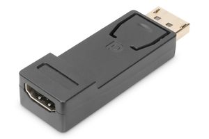Digitus DB-340602-000-S DisplayPort / HDMI Adapter [1x DisplayPort stekker - 1x HDMI-bus] Zwart Afgeschermd (dubbel), Afsluitbaar, Geschikt voor HDMI