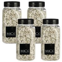 Mica Decorations decoratie steentjes - 4x - wit - 1 kilo - 650ml - hobby steentjes