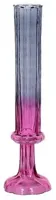 Decoris vaas glas deco 9x33cm blauw, roze