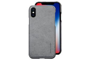 Pierre Cardin echt lederen hardcase hoes iPhone X / XS grijs