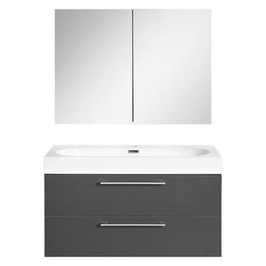 Badkamermeubelset Differnz Somero Met Keramiek Wastafel 80 cm Antraciet (Inc. Spiegelkast)