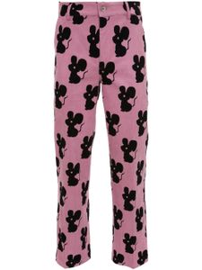 JW Anderson pantalon en velours côtelé à imprimé sourie - Rose