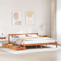 Bedframe zonder matras massief grenenhout wasbruin 200x200 cm