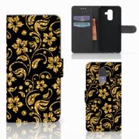 Samsung Galaxy A6 Plus 2018 Hoesje Gouden Bloemen Samsung Galaxy A6 Plus 2018 Hoesje Gouden Bloemen