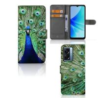 OPPO A77 5G | A57 5G | Telefoonhoesje | Met pasjeshouder | Pauw