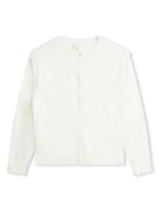 Chloé Kids cardigan à bords festonnés - Blanc