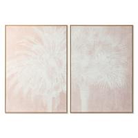 Schilderij Home ESPRIT Wit Beige Palmen Tropisch 100 x 4 x 140 cm (2 Stuks)