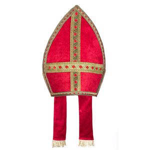 Voordelige Sinterklaas mijter voor volwassenen - Sint Nicolaas accessoires - rood