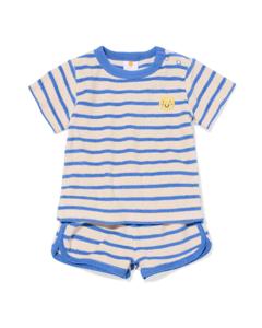 HEMA Baby Kledingset Badstof Strepen Blauw (blauw)