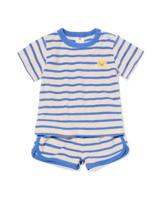 HEMA Baby Kledingset Badstof Strepen Blauw (blauw)