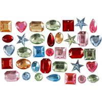 Creativ Company Strasstenen, afm 10-17 mm, ca. 50 stuk, diverse kleuren, 15 gr/ 1 doos