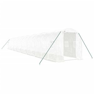 The Living Store Broeikas - Gegalvaniseerd staal - 16x2x2m - Wit - PE - UV-bestendig - Weerbestendig - Stevig frame -