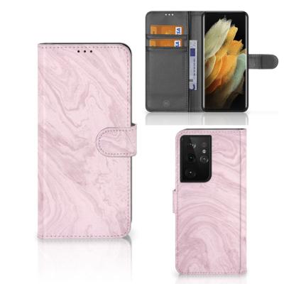 Samsung Galaxy S21 Ultra | Bookcase | Marble Pink - Origineel Cadeau Vriendin