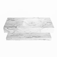 MONDIAZ ALAN-DLUX 100cm planchet Glace. Vrijhangende wastafel CLOUD rechts zonder kraangat, kleur Glace.