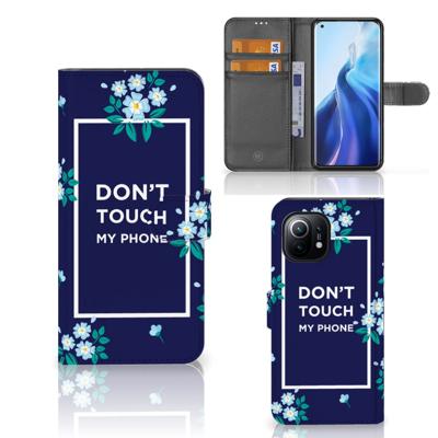 Xiaomi Mi 11 Portemonnee Hoesje Flowers Blue DTMP Xiaomi Mi 11 Portemonnee Hoesje Flowers Blue DTMP