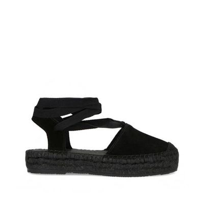 Manfield suède espadrilles zwart