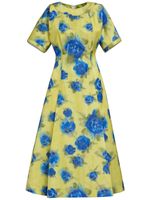 Marni robe mi-longue à roses imprimées - Jaune