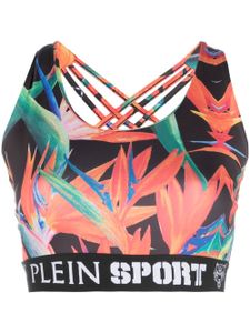 Plein Sport brassière de sport à imprimé botanique - Noir