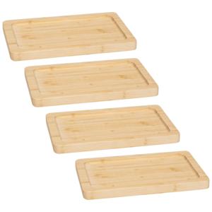 Serveerplankje voor hapjes/fingerfood  - 4x - 22 x 14 cm - bamboe hout - borrelplank - tapasplank