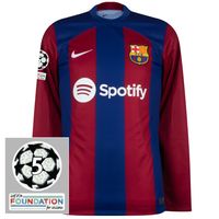 FC Barcelona Shirt Thuis 2023-2024 + Champions League Badges (Lange Mouwen)