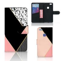 Huawei P10 Lite | Book Case | Zwart Roze Vormen