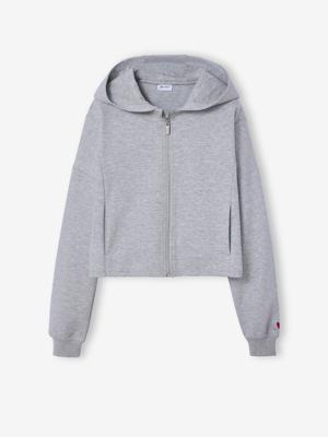 Korte sweater met rits en capuchon voor meisjes JONEN gemêleerd grijs