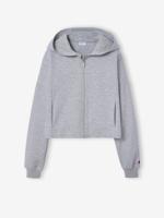 Korte sweater met rits en capuchon voor meisjes JONEN gemêleerd grijs Korte sweater met rits en capuchon voor meisjes JONEN gemêleerd grijs