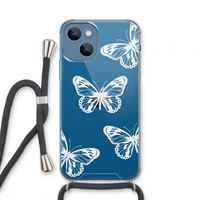White butterfly: iPhone 13 mini Transparant Hoesje met koord