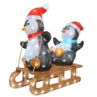 Kerstverlichting figuur - pinguins op slee - 31 x 61,5 x 56,5 cm - LED kerstfiguren - thumbnail