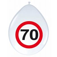 8x stuks Ballonnen 70 jaar verkeersbord