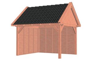 Buitenverblijf Zadeldak XL 415x380 cm - Combinatie 1- Zadeldak- Onbehandeld lariks Douglas hout- Trendhout