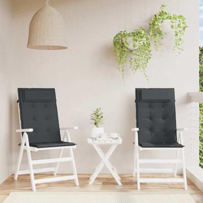 Stoelkussens 2 st hoge rug oxford stof zwart